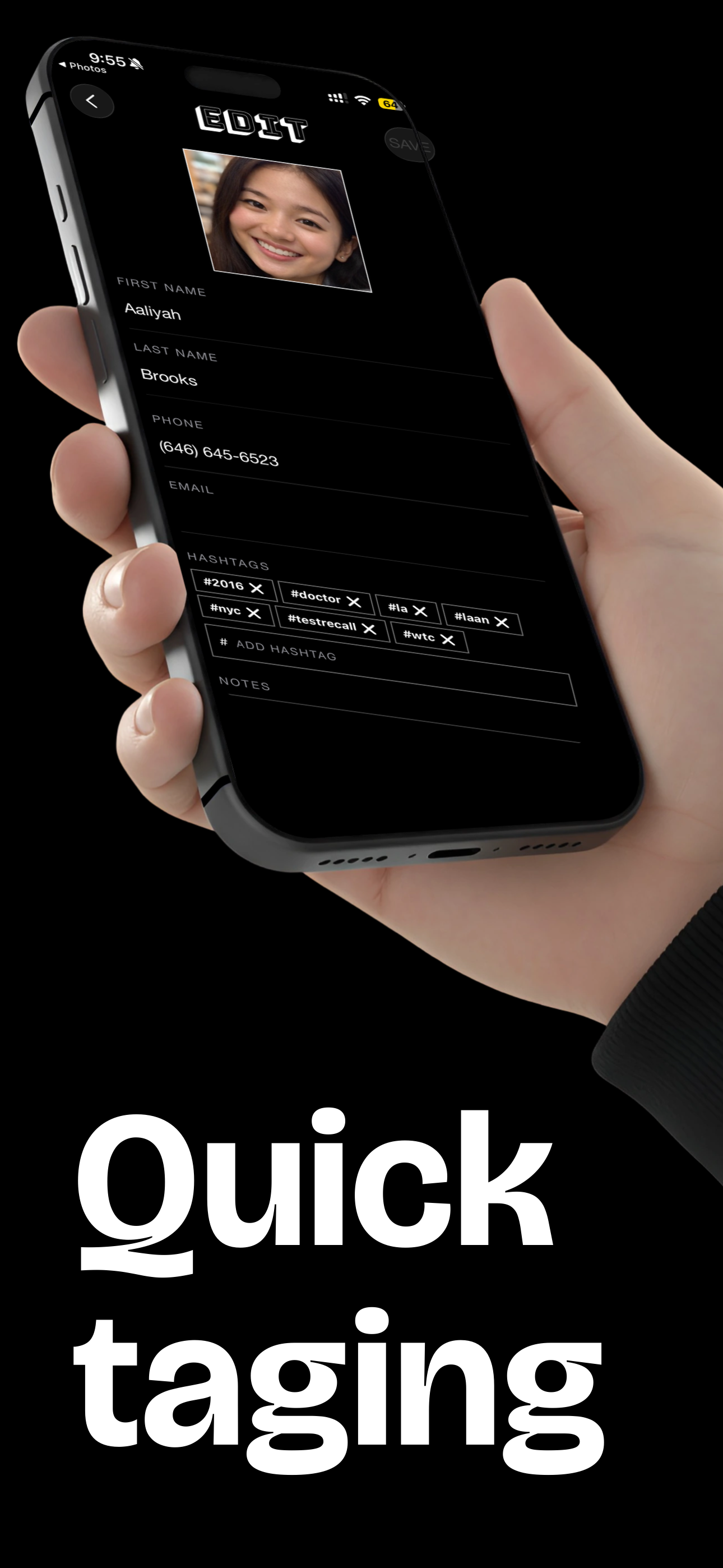 Recall Contacts — quick tagging, add hashtags to any contact profile in seconds